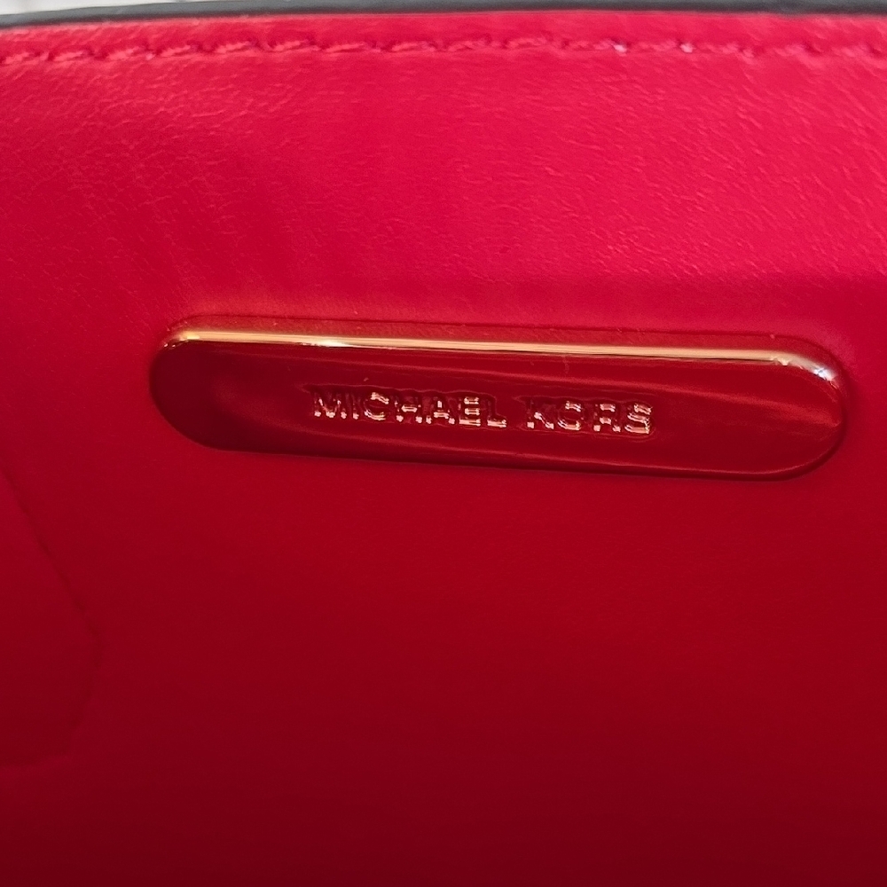 Michael Kors Floral Applique Leather Satchel Bag - Picture 9 of 10